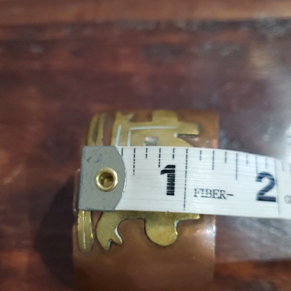 Tribal Copper and Gold Cuff Bracelet With Indigenous Face Boho Chic City Girl - Picture 8 of 8